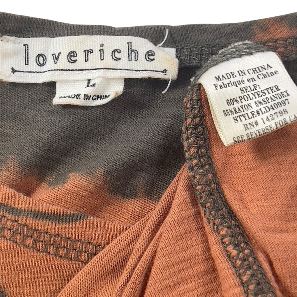 Loveriche T-Shirt Dress Green Orange Tie Die Size Large‎ A-Line Stretch Casual - Picture 5 of 7